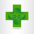 Green eco pharmacy medical cross. Logo template. Royalty Free Stock Photo