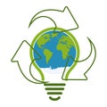 Green eco recycle light bulb icon vector illustration