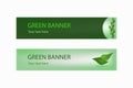 Green ecological banner with green leaves