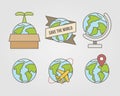 Green ecological earth icon set Royalty Free Stock Photo