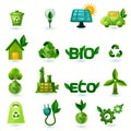 Green Ecology Icons Set Royalty Free Stock Photo