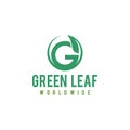 Letter G logo for Green ecology logo vector icon illustration, Abstract Green Leaf Logo design vector template Royalty Free Stock Photo