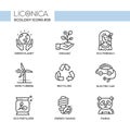 Green Ecology - monochromatic modern single line icons set