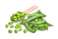 Green edamame or soybean beans isolated on white
