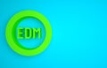 Green EDM electronic dance music icon isolated on blue background. Minimalism concept. 3D render illustration Royalty Free Stock Photo