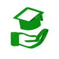 Green Education grant icon isolated on transparent background. Tuition fee, financial education, budget fund