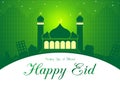 Green Eid and Ramadan Greeting Card Illustration Ready to Use