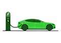 Green electric car.