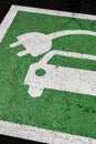 Green electric car parking sign