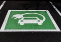 Green electric car parking sign Royalty Free Stock Photo