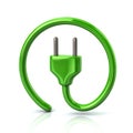 Green electric plug icon 3d illustration Royalty Free Stock Photo