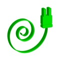 Green electric plug icon isolated on white background Royalty Free Stock Photo