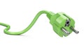 Green electric plug with wire. Eco green power concept. Royalty Free Stock Photo