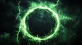 Green electric ring with lightning in a dark sky Royalty Free Stock Photo