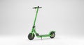 Green electric scooter with black handlebars and wheels, shown on a neutral Royalty Free Stock Photo