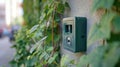 Green Outdoor Network Box on Wall with Vines Royalty Free Stock Photo