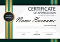 Green elegance horizontal certificate with Vector illustration ,white frame certificate template with clean and modern pattern