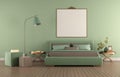 Green elegant bedroom with double bed