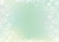 Green elegant winter background with snowflake border