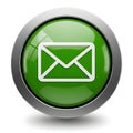 Green email button isolated on white background with a metallic border Royalty Free Stock Photo