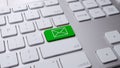 Green email button on white keyboard 3 d render Royalty Free Stock Photo