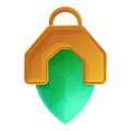 Green emerald amulet icon, cartoon style