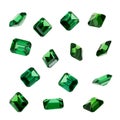 Green emerald gemstones isolated on white background Royalty Free Stock Photo