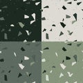 Green and emerald terrazzo set seamless pattern in modern style on grey background. Flooring venetian wall Royalty Free Stock Photo
