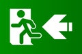 Green Emergency Exit sign. Safety evacuation. Warning sign. Fire security. Vector illustration.