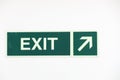 Old Green emergency exit sign on white Royalty Free Stock Photo