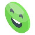 Green emoji satisfaction level icon isometric vector. Customer emoticon