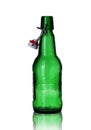 Green empty beer bottle Royalty Free Stock Photo