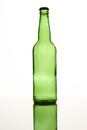 Green empty beer bottle isolated on white. Royalty Free Stock Photo