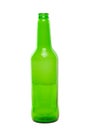 green empty beer bottle on a white Royalty Free Stock Photo