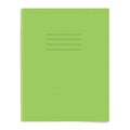 Green empty exercise book template. Blank school workbook cover.