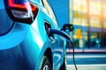 Green Energy in Action Charging a Modern Electric Car - Generative AI Royalty Free Stock Photo