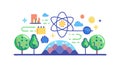 Green energy atomic structure, sustainable science and innovation, vector design Generative AI Royalty Free Stock Photo