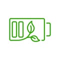 Green Energy, Battery with Leaf Line Icon. Renewable Accumulator with Plant Linear Pictogram. Eco Rechargeable Energy Royalty Free Stock Photo