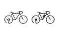 Green Energy Bike Line and Silhouette Icon Set. Ecological Electric Bicycle. Electricity Power Eco Bike with Charge Plug Royalty Free Stock Photo