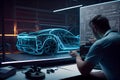 Green Energy Car Design: Automotive Engineer Using Augmented Reality Hologram to Construct 3D Model of High-Tech