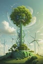 Green energy concept art ai generative images