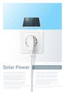 Green energy concept background with solar panel and electric plug Royalty Free Stock Photo
