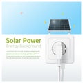 Green energy concept background with solar panel and electric plug Royalty Free Stock Photo