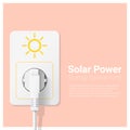 Green energy concept background with solar power and electric plug Royalty Free Stock Photo