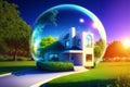 Green energy concept. Creating a Sustainable Home. The Power of Green Energy. Generative AI