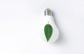 Green energy concept with a light bulb with green leaf Royalty Free Stock Photo