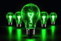 Green energy concept lightbulb created with generative AI technology