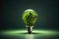 Green energy concept lightbulb created with generative AI technology Royalty Free Stock Photo