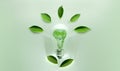 Green Energy Concepts. Wireless Light Bulb with Green Leaf form as Sign of Lights On. Carbon Neutral and Emission ,ESG for Clean Royalty Free Stock Photo