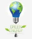 Green energy conceptual design. Light bulb world globe shape vector